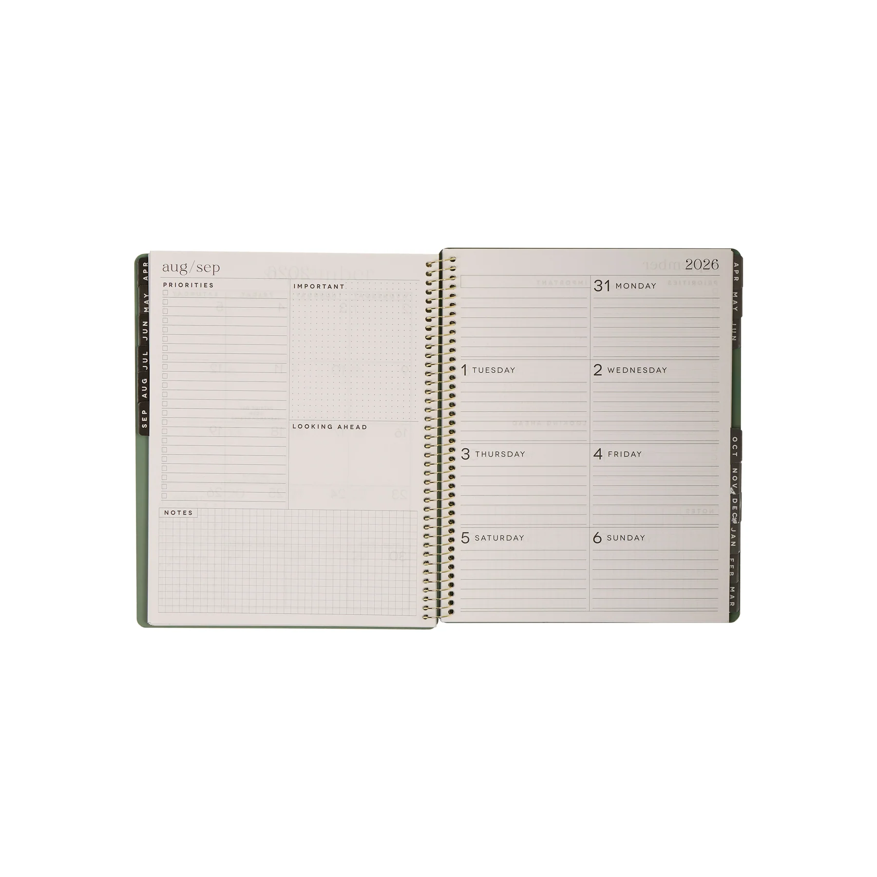2026–2027 GO BIG Hunter Green Large Print Spiral Planner - Large Dashboard Layout - 15 Months - Image 14