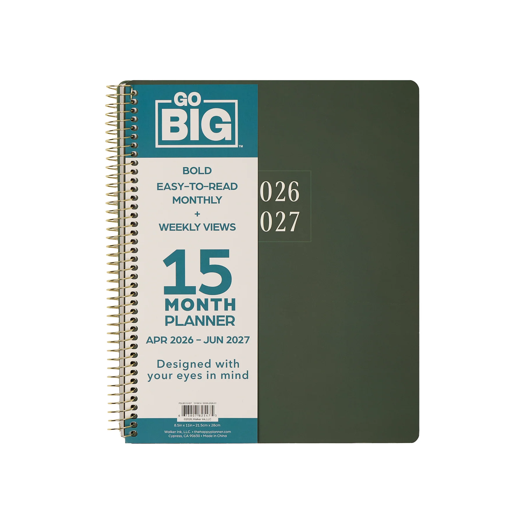 2026–2027 GO BIG Hunter Green Large Print Spiral Planner - Large Dashboard Layout - 15 Months - Image 16