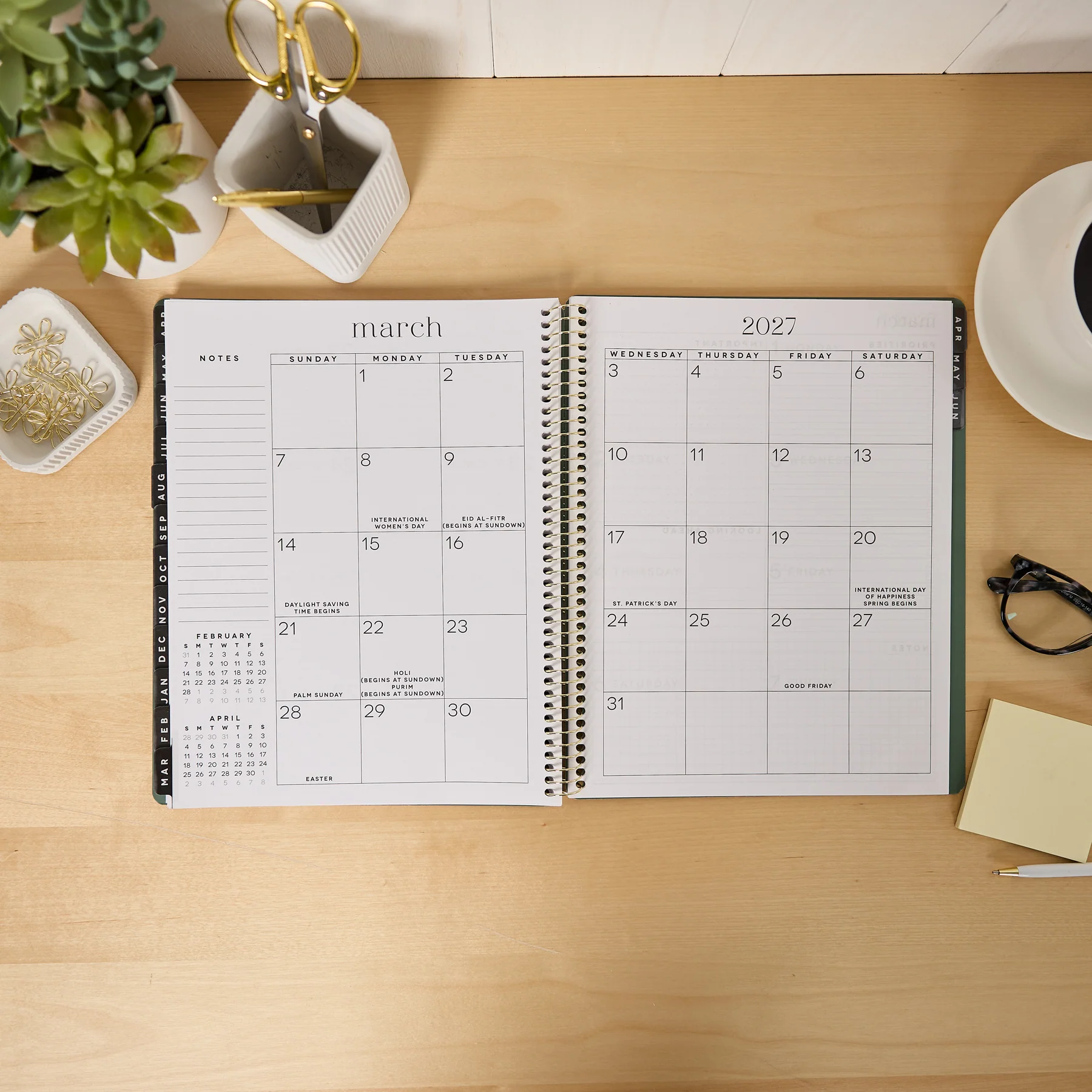 2026–2027 GO BIG Hunter Green Large Print Spiral Planner - Large Dashboard Layout - 15 Months - Image 7
