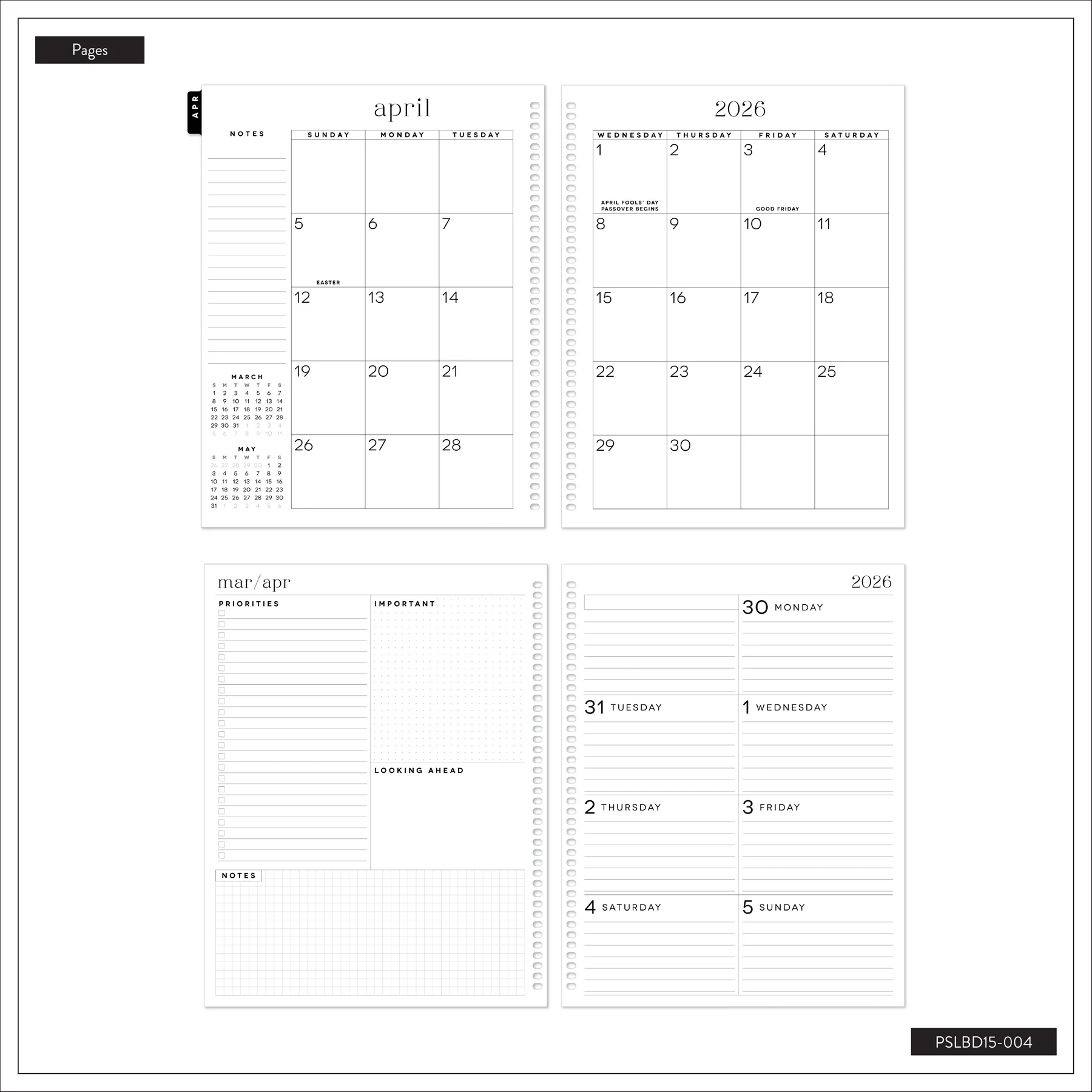 2026–2027 GO BIG Onyx Large Print Spiral Planner - Large Dashboard Layout - 15 Months - Image 13