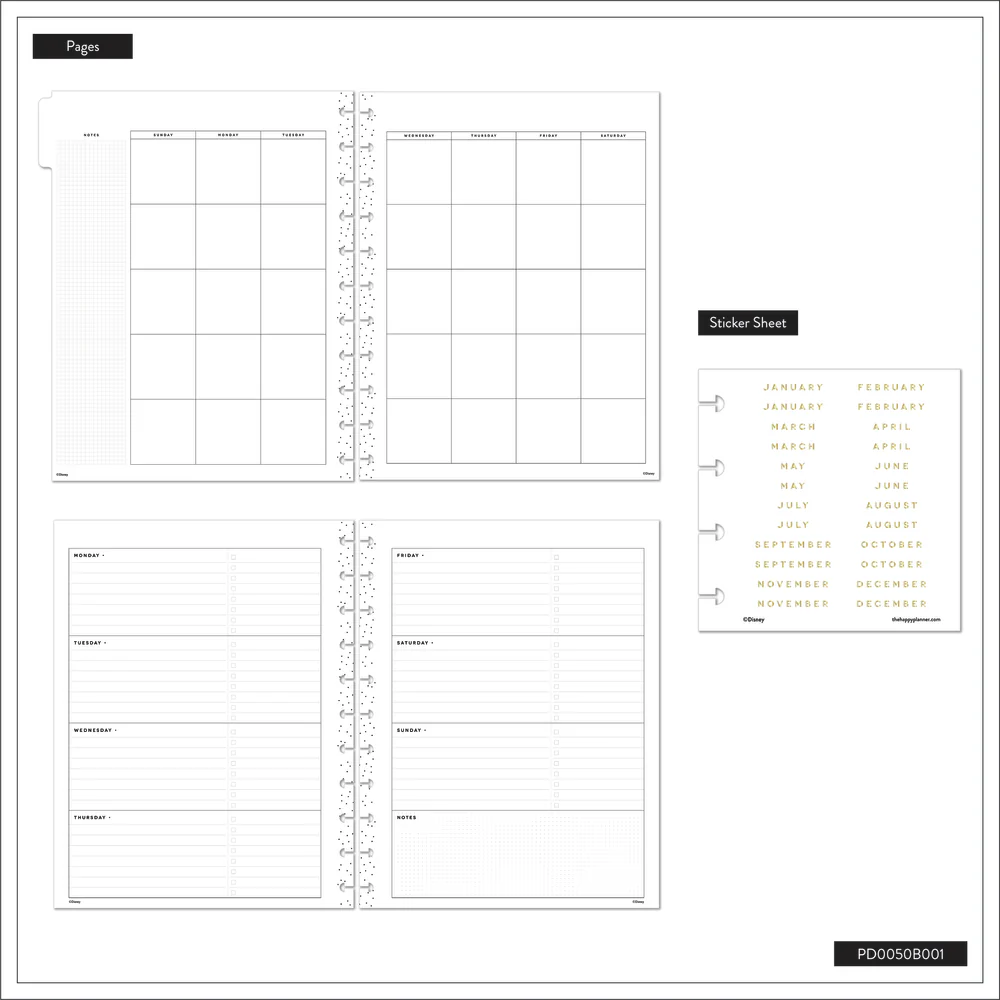 Undated DELUXE Disney Mod Mickey Mouse Customizable Planner - Big Horizontal Layout - 12 Months - Image 10